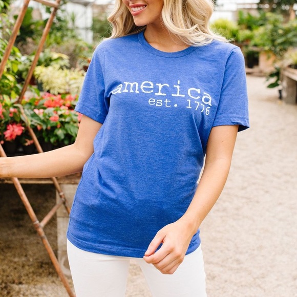 Bella Canvas Tops - America est. 1776 Graphic Tee in Blue
